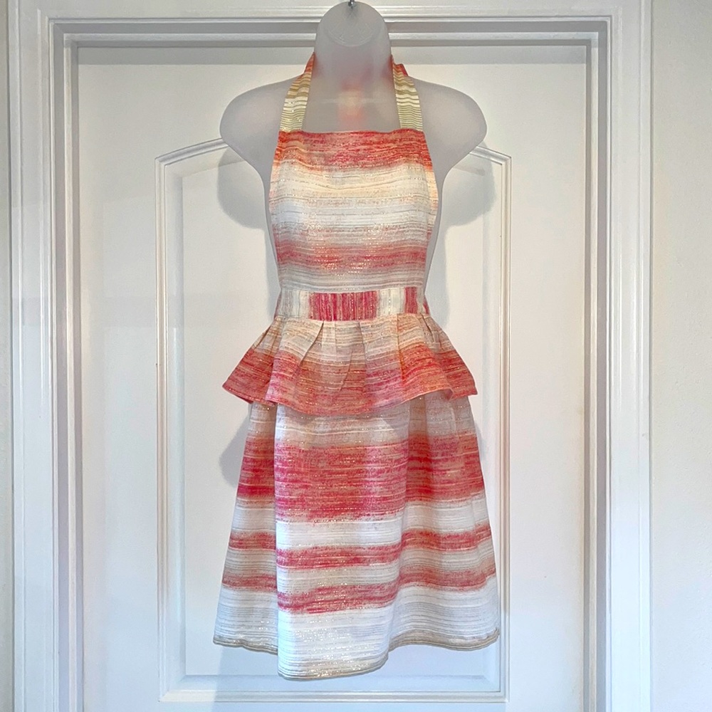 Pink and Metallic Skirted Peplum Apron - Anthropologie